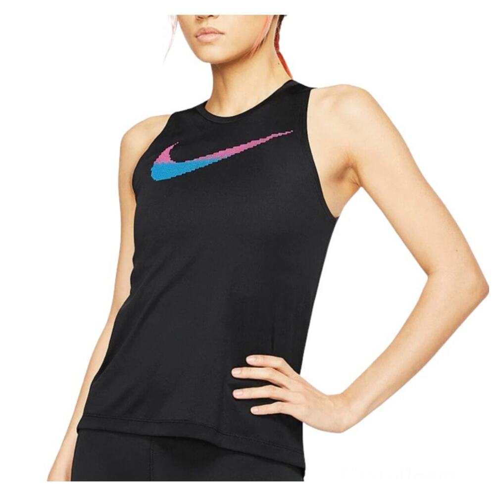 Nike Running Surplice Racerback Tank Small Split Vented Back Black